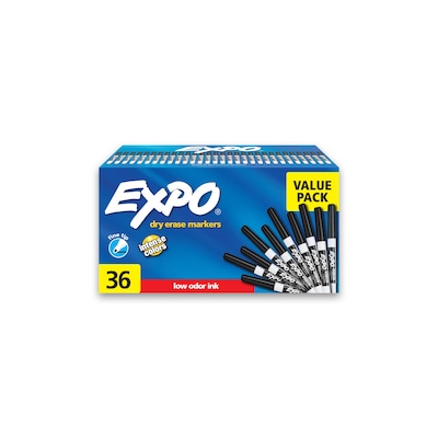 Low-Odor Dry Erase Marker Office Value Pack, Extra-Fine Bullet Tip, Black,  36/Pack - Reliable Paper