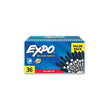 Expo Dry Erase Markers, Fine Tip, Black, 36/Pack (1921062)