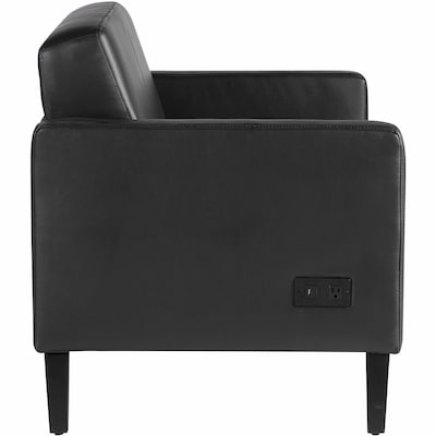 Lorell Clarke Series Vinyl Loveseat, Black (LLR86951)