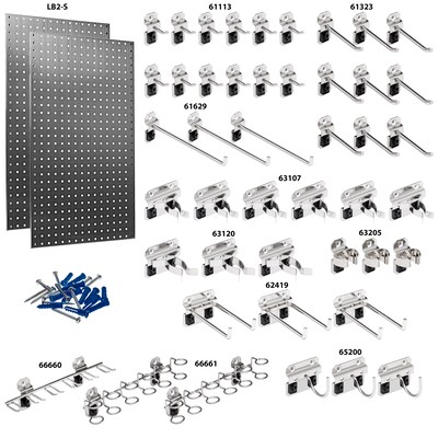 Triton Products LocBoard Stainless Steel Pegboards with 45 pc. LocHook Assortment (LB2-SKit)