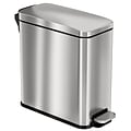 iTouchless SoftStep Stainless Steel Slim Step Trash Can with AbsorbX Odor Control System, Silver, 3