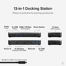 Plugable 12-in-1 USB-C Dual Monitor Docking Station for Chromebooks, 60W, Silver/Black (UD-MSTHDC)
