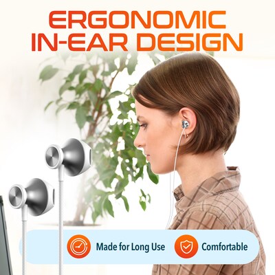 Delton 15EC USB-C Wired In-Ear Computer Earbuds with Mic, White (DWH15ECWH)