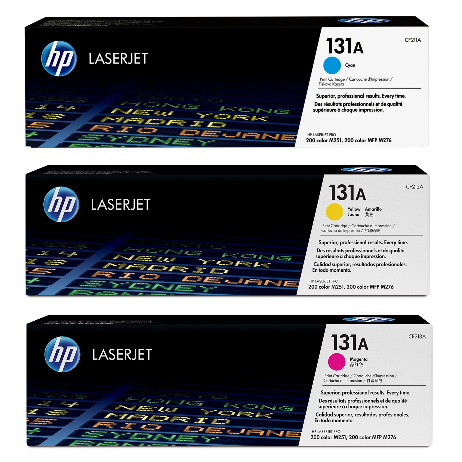 HP 131A Cyan/Magenta/Yellow Standard Yield Toner Cartridge Set, 3/Pack
