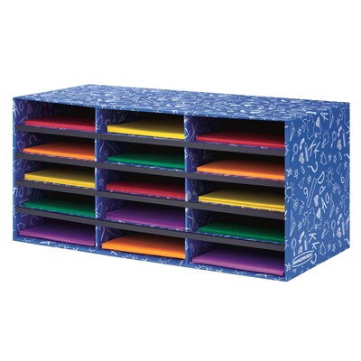 Bankers Box Classroom collection, 15-Compartment Literature Organizers, 28.5 x 12.375, Blue (33843