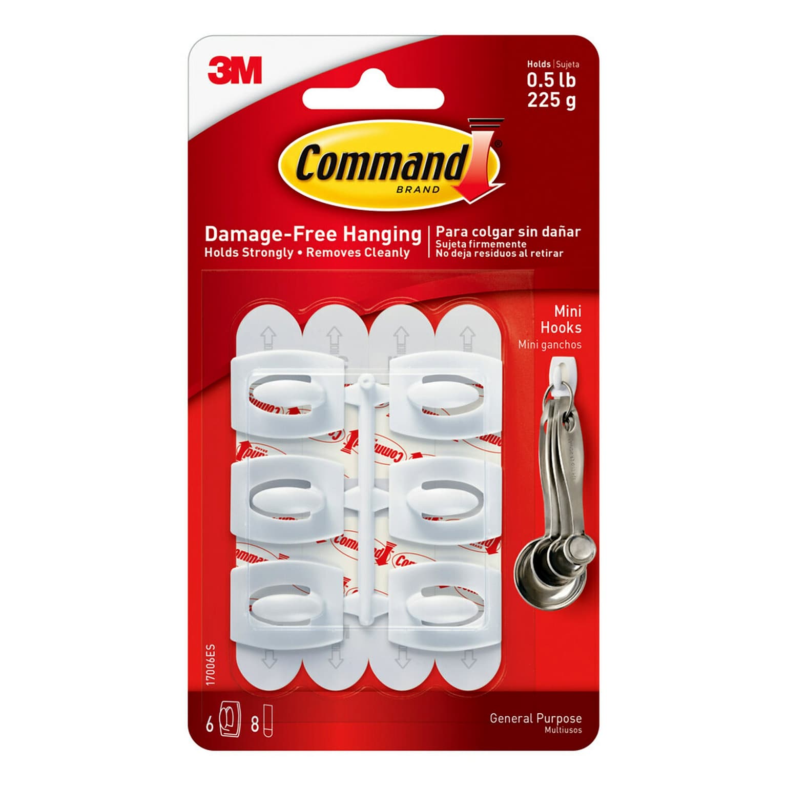 Command™ Mini Hooks, White, 6 Hooks (17006ES)