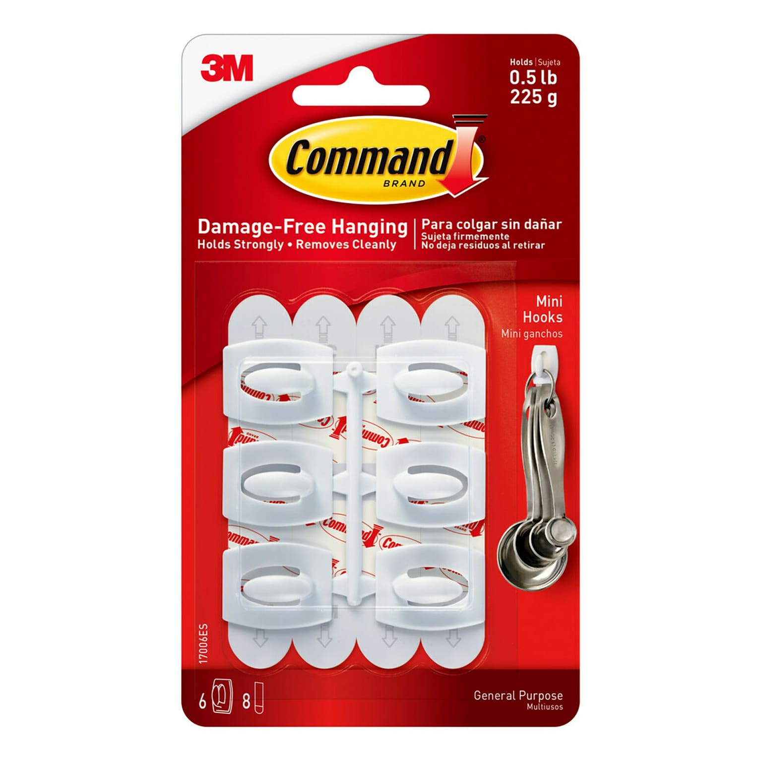 Command™ Mini Hooks, White, 6 Hooks (17006ES)