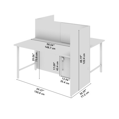 Bush Business Furniture Hustle 60"W 2 Person Back to Back Cubicle Panel Workstation, White (HUS032WH)