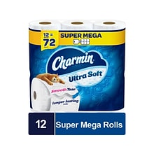 Charmin Ultra Soft Super Mega Toilet Paper, 2-Ply, White, 336 Sheets/Roll, 12 Rolls/Pack (08471)