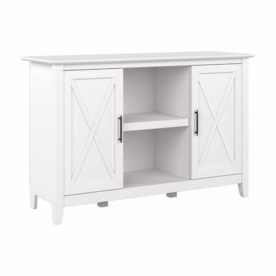 Bush Furniture Key West 30 Accent Cabinet with Doors and 4 Shelves, Pure White Oak (KWS146WT-03)