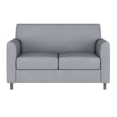 Flash Furniture Hercules Diplomat LeatherSoft Loveseat, Gray/Chrome Legs (BT8272GYCHR)