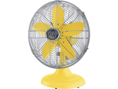 Good Housekeeping Oscillating Desk Fan, 3-Speed, Silver/Yellow (92609)