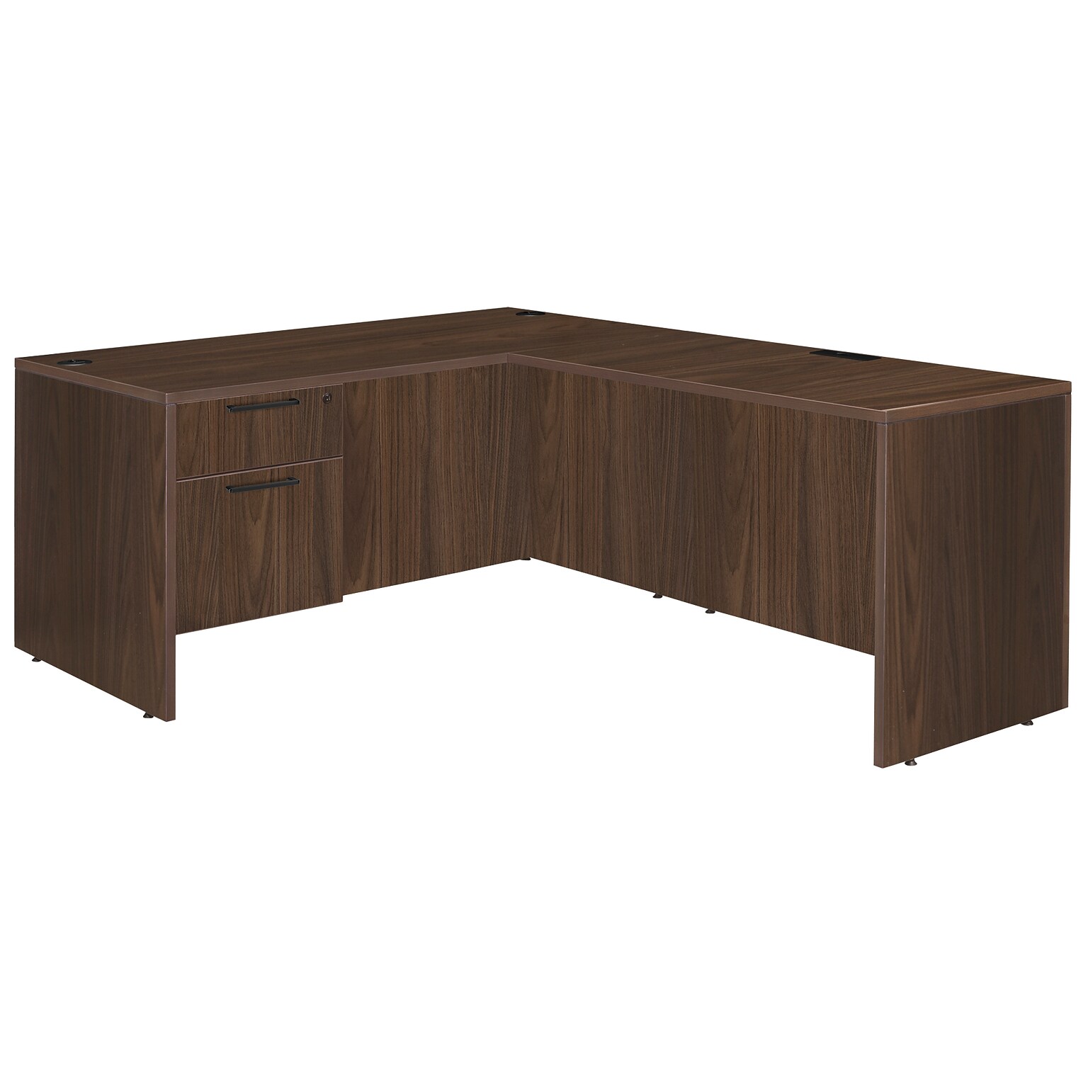 Regency Legacy 66 x 77 in. L Desk with Single Pedestal Drawer Unit, Neo Walnut (LLDSP663047NW)