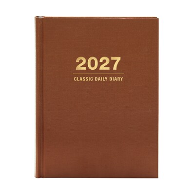 2027 Excello Brands 7.3 x 8.5 Daily Standard Planner, Paperboard Cover, Brown (CD68-CY27-BN)
