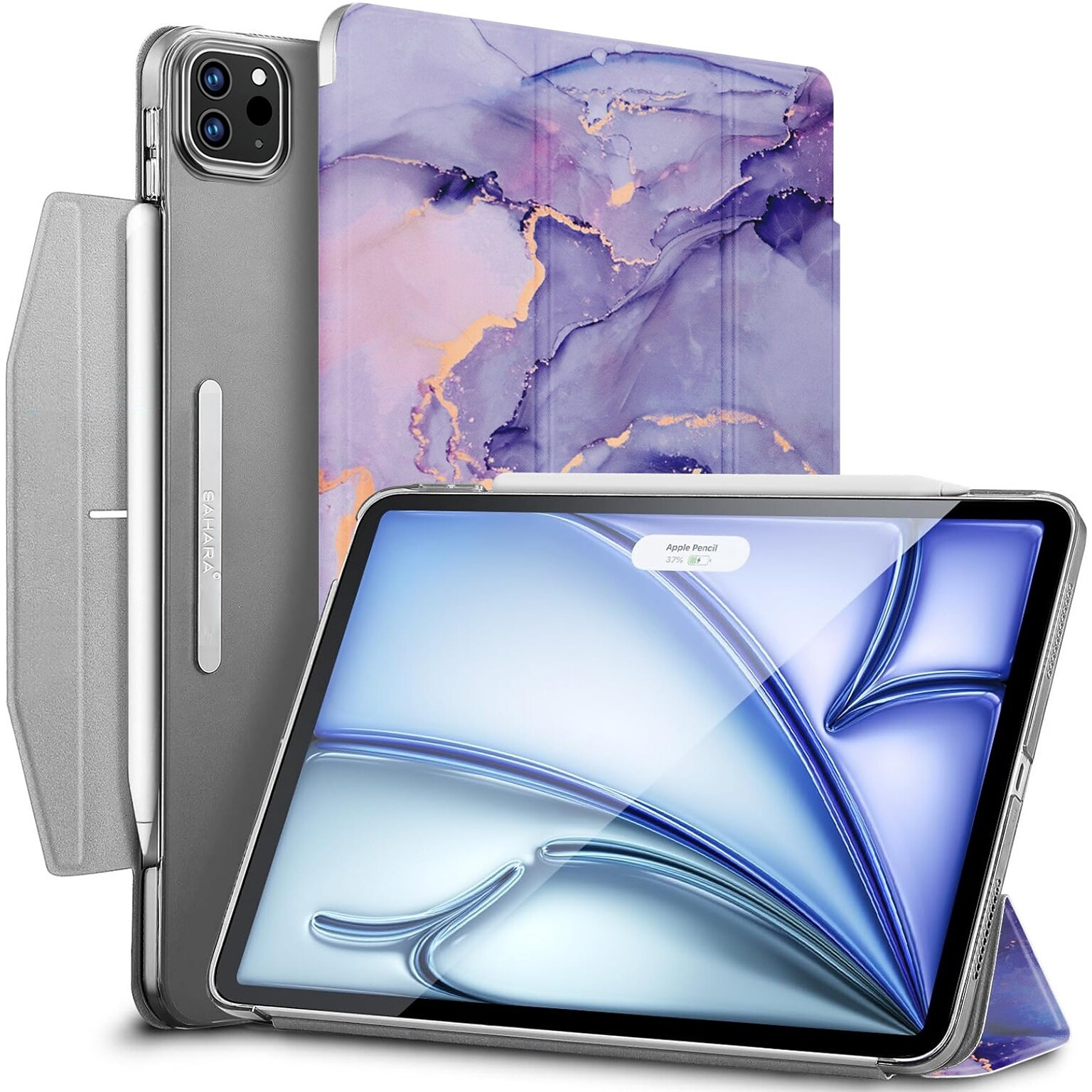 SaharaCase Tri-Fold Folio Case for iPad Pro 13 (M4 2024/M5 2025), Purple Marble (TB00381)