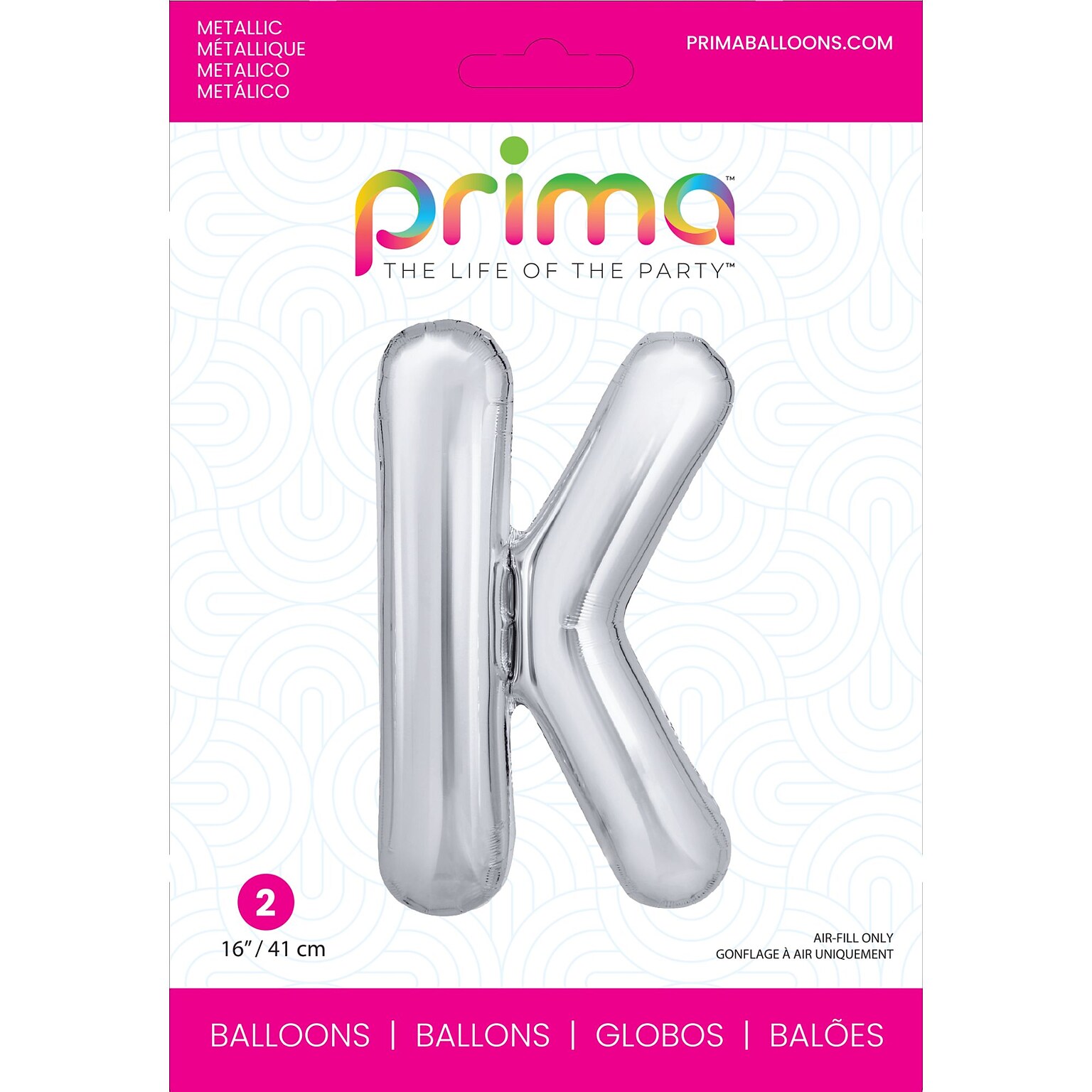 Party City (Air-Filled) 16 K Foil Balloon, Silver, 2/Pack (AM60050275-18)
