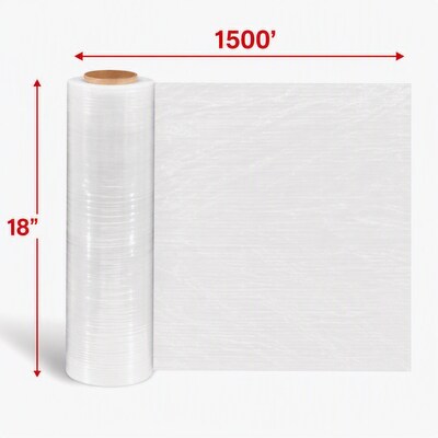 Quill Brand® 18" x 1500' 80 Gauge Cast Stretch Wrap, Clear, 4/Carton (ST56718)