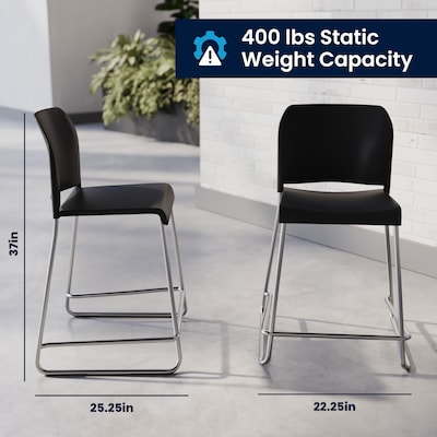 Flash Furniture Hercules Kenai Classic Plastic Stacking Full Back Counter Stool, Black (RUT239AHCSBKCR)