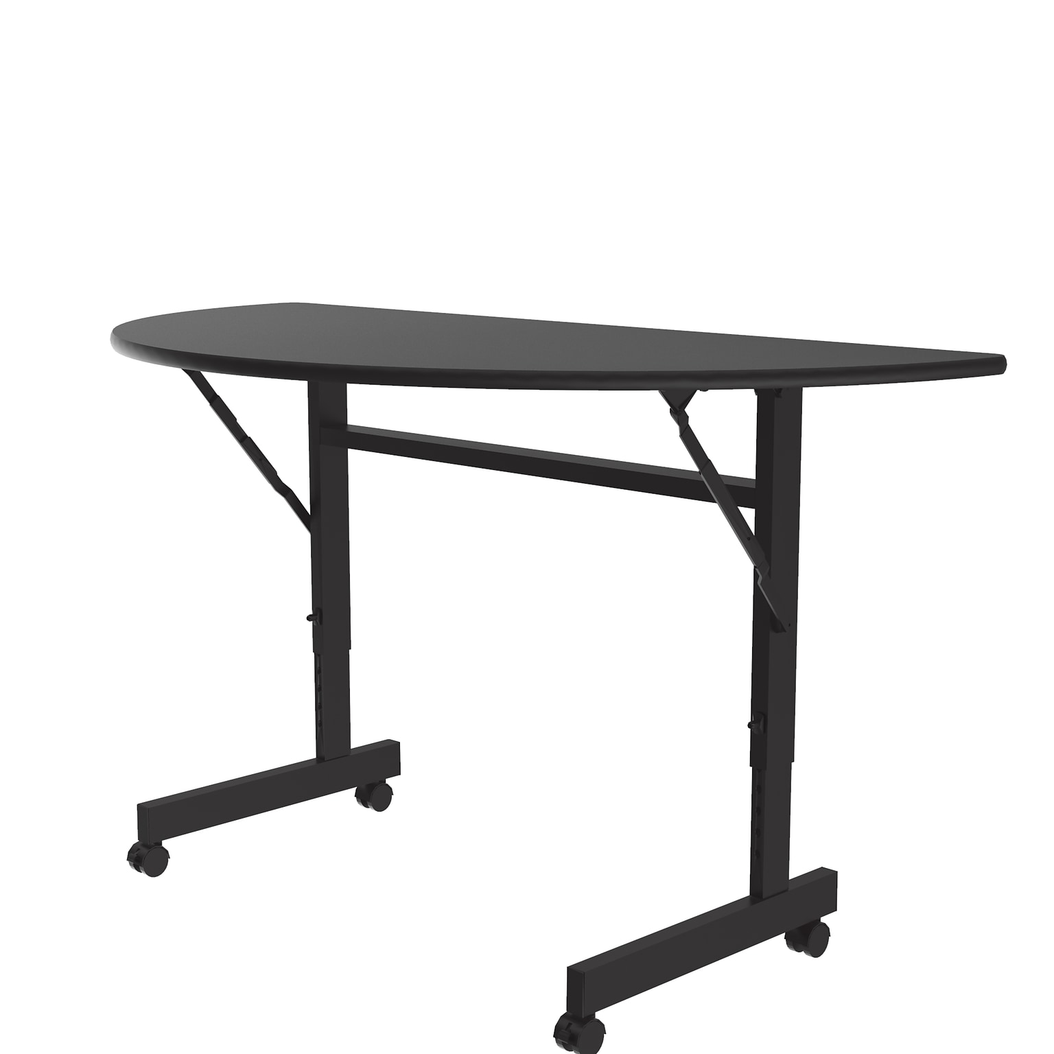 Correll Econoline 48W x 24D Adjustable Foldable Training Room Table, Laminate, With Wheels, Black Granite (FTM2448TFHR07)