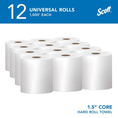 Scott Essential Recycled Hardwound Paper Towels, 1-ply, 1000 ft./Roll, 12 Rolls/Carton (01000)