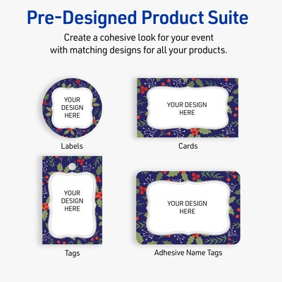 Avery Silver-Navy Matte Blank Card, White, 80/Pack (S00-FJ2)