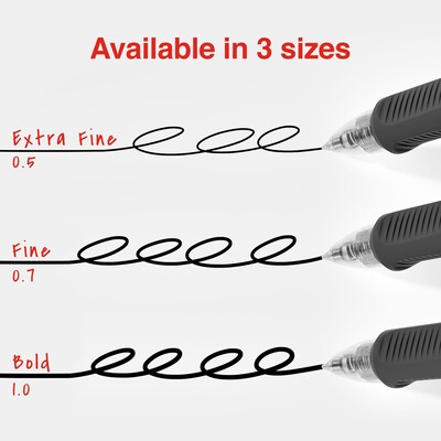 Staples ProGel™ Retractable Gel Pen, Fine Point, 0.7mm, Black Ink, Dozen (ST62095)