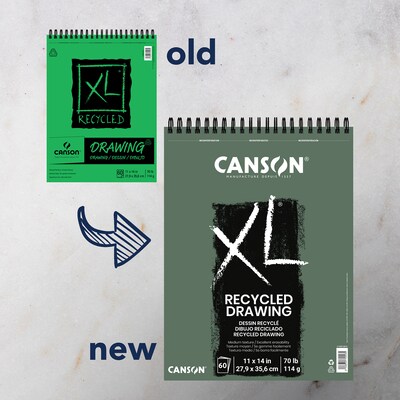 Canson XL Series 11" x 14" Wire Bound Recycled Drawing Sketch Pad, 60 Sheets/Pad, 2/Bundle (MCXC100510916-2)