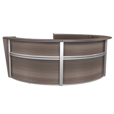 Regency Marque 142"W Curved Reception Desk Workstation, Driftwood Gray (77294GY)