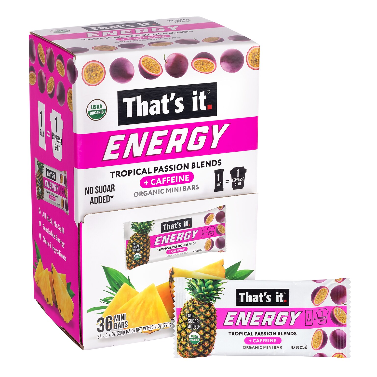 Thats It Organic Gluten Free Tropical Passion Blends Energy Bar, 0.7 oz., 36/Pack (220-02519)