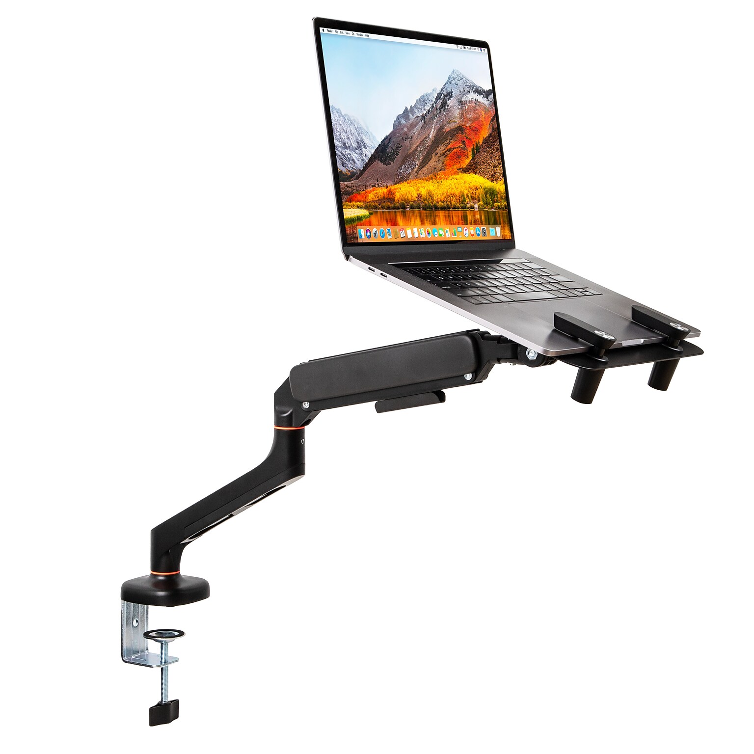 Mind Reader Adjustable Gas Spring Laptop Desk Mount, Fits 11.6 - 17.3 Laptops or Monitors, Black, (GARLAP-BLK)