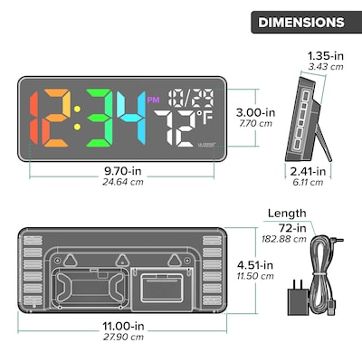 La Crosse Technology Color-Changing Digital LED Wall Clock with Indoor Temperature (513-1411)