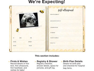 Global Printed Products Mommy to BEE 10.5" x 11.5" Weekly & Monthly Pregnancy Planner, Hardsided Cover, Beige/Black (GPP-0108)