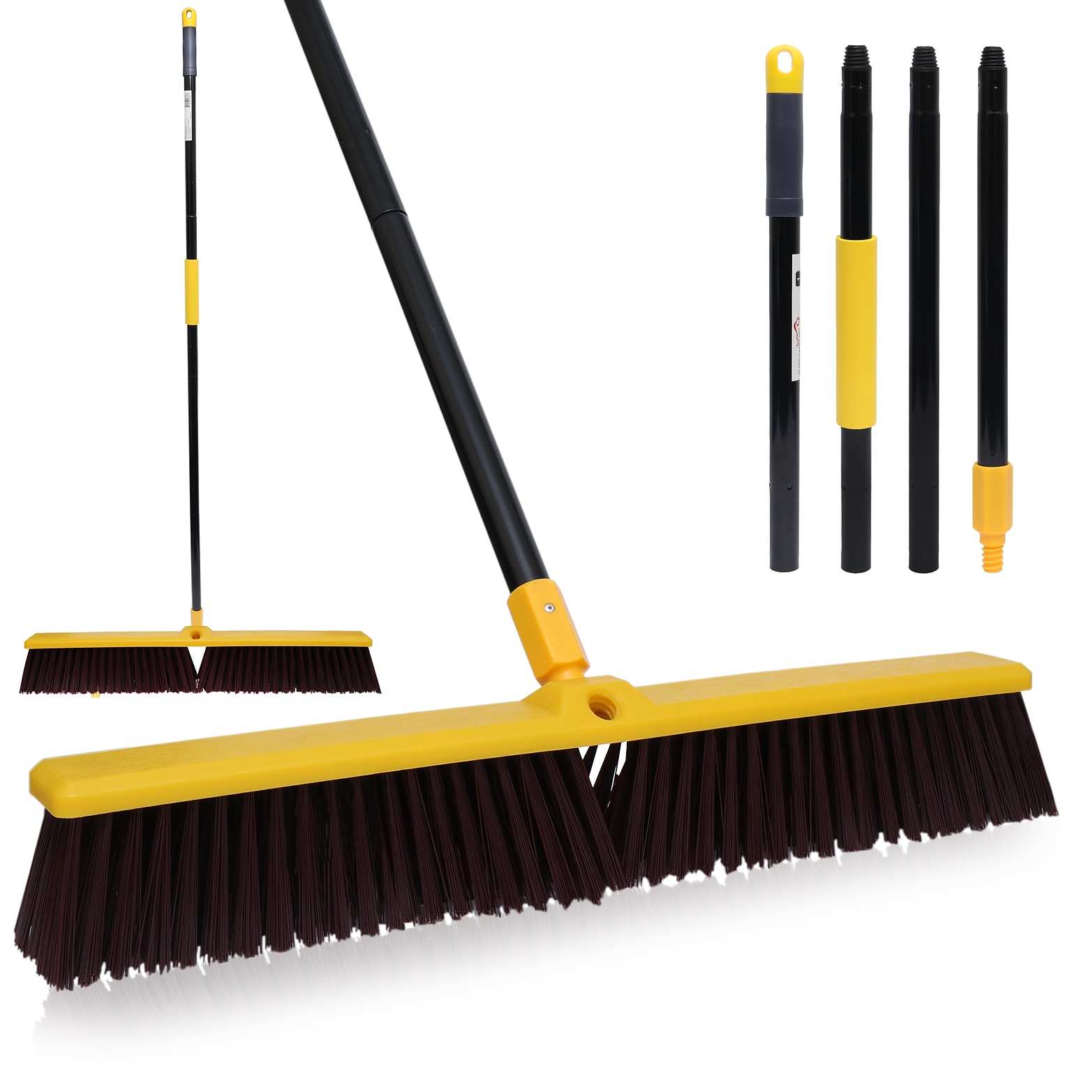 BISON LIFE Outdoor 24 Polypropylene Bristle Push Broom, Yellow/Black (BPHD-EXHPB-BKY-24-1)