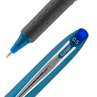 uniball Roller Grip Pen, Micro Point, 0.5mm, Blue Ink, Dozen (60705)