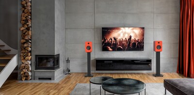 Kanto REN 200W Bluetooth Bookshelf Speakers, Matte Orange, Pair (RENMO)