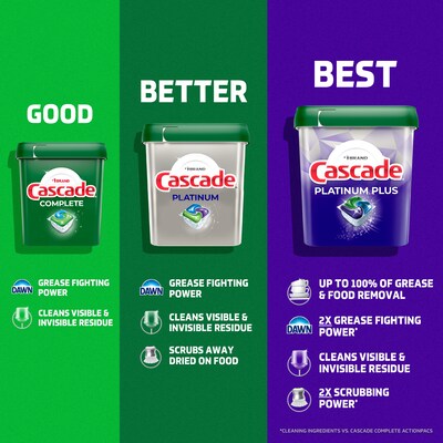 Cascade Platinum ActionPacs + Oxi Dishwashing Detergent Pods, Fresh Scent, 40 Pods/Box (57661/27425)