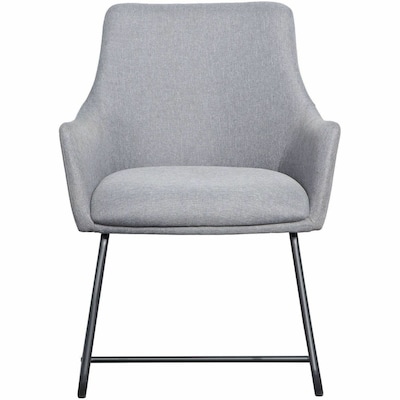Lorell Mid-Century Modern Flannel Guest Chair with Steel Sled Base, Gray (LLR68562)