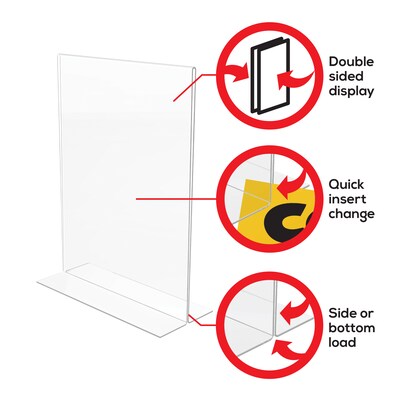 Deflecto Classic Image Double-Sided Sign Holder, 8.5" x 11", Clear Plastic (69201)