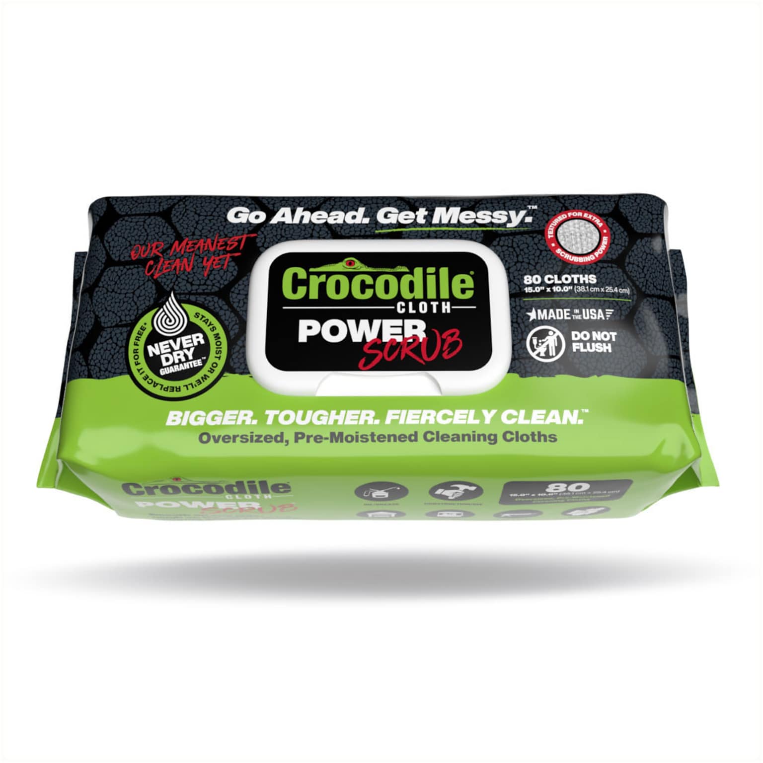 Crocodile Cloth PowerSCRUB Cleaning Cloths, 15 x 10, 80/Pack (6500-080)