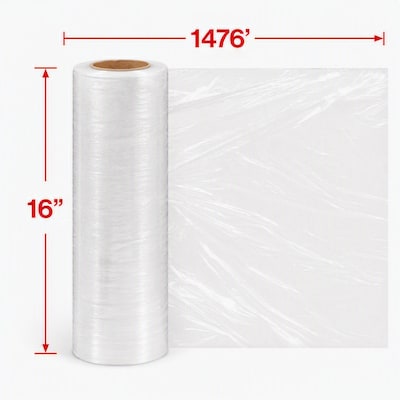 Quill Brand® 16" x 1476' 47 Gauge Cast Stretch Wrap, Clear, 4/Carton (ST56715)
