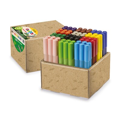 CARIOCA Jumbo Eco Washable Kids Markers, Maxi Tip, Assorted Colors, 72/Set (CRA43466)