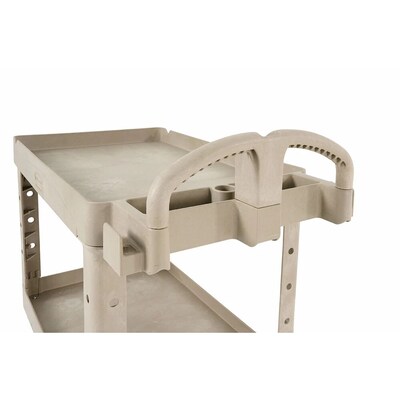 Rubbermaid 2-Shelf Plastic/Poly Mobile Utility Cart with Swivel Wheels, Beige (FG452088BEIG)
