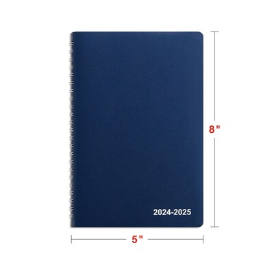 2024-2025 Staples 5" x 8" Academic Weekly & Monthly Planner, Faux Leather Cover, Navy (ST60362-23)