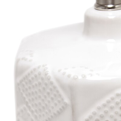 Lalia Home 19" Contemporary Bohemian Ceramic Eyelet Pattern Floral Textured Bedside Table Lamp, Off White (LHT-3000-OF)