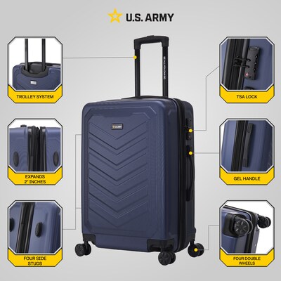 US Army FOX PRO 24 Hardside Suitcase, 4-Wheeled Spinner, TSA Checkpoint Friendly, Navy Blue (USLFPR