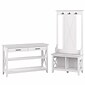 Bush Furniture Key West Entryway Storage Set with Hall Tree, Shoe Bench, and Console Table, Pure White Oak (KWS056WT)