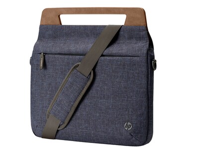 HP Renew Laptop Slim Briefcase, Heather Blue/Brown Fabric/Faux Leather (1A215AA#ABL)