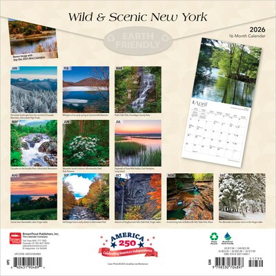 2026 BrownTrout New York Wild & Scenic 12 x 12 Monthly Wall Calendar (9798330704897)