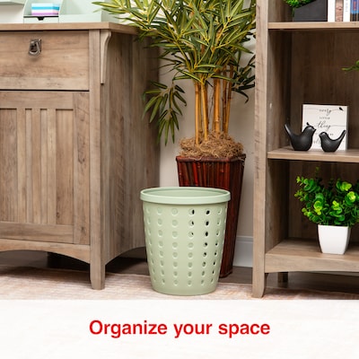 Staples Plastic Trash Can, 2.8 Gallon, Sage Green (ST63895)