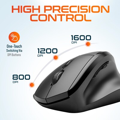 Delton S30 Wireless Ergonomic Optical Mouse, Black (DMERGS30-WB)